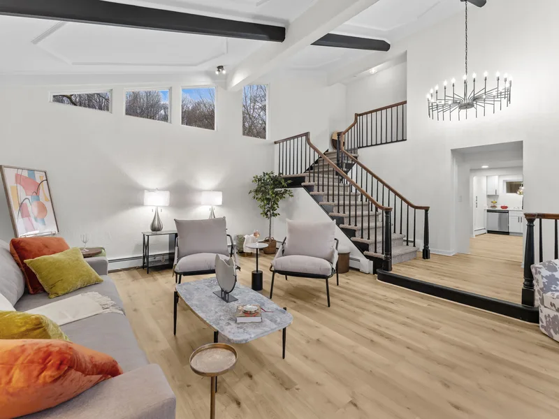 After renovation: living room at 704 Heath St, Elizabeth